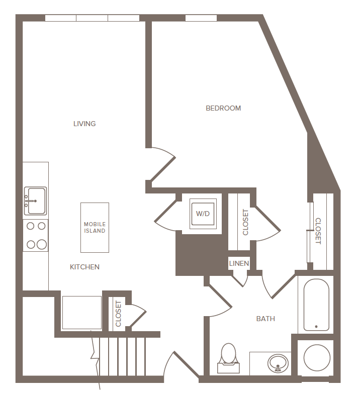 Floorplan for Apartment #2172, 1 bedroom unit at Halstead Parsippany